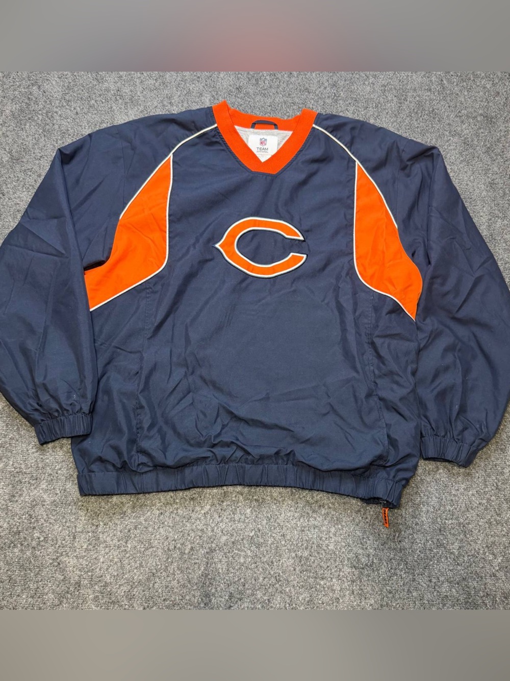 NFL Team Apparel Chicago Bears V Neck Pullover Windbreaker Jacket Men XL Navy